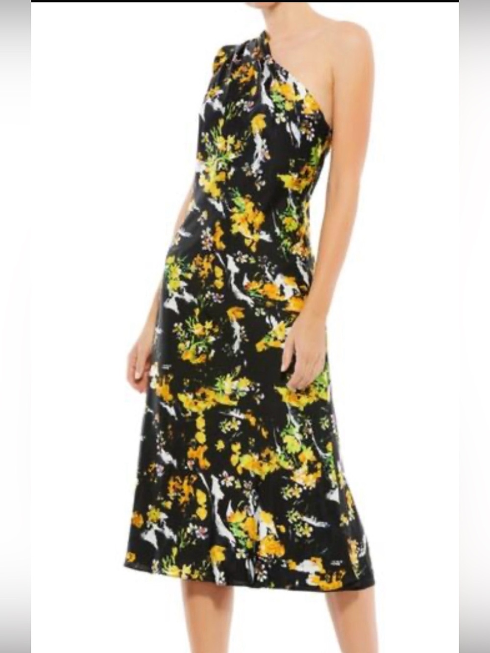 Mac Duggal IEENA Multicolor Floral One-Shoulder Dress Size 14